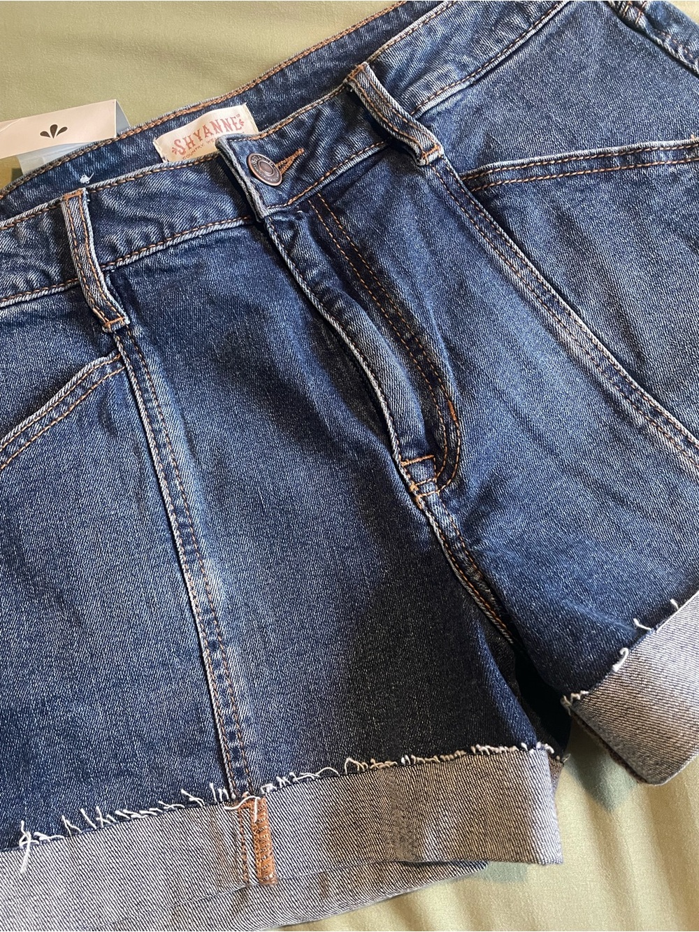Shyanne Dark Blue Rolled Hem Denim Shorts